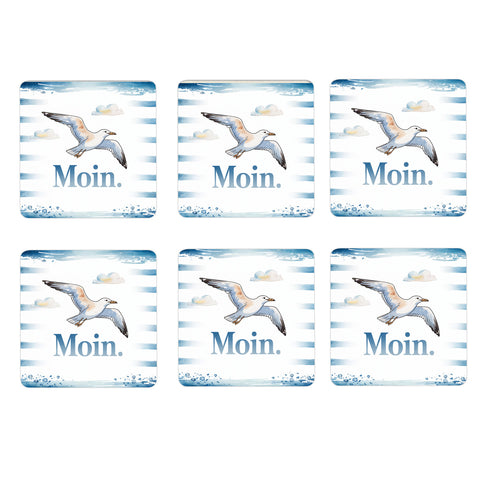 Möwe 6er Set Untersetzer aus Holz - Moin.