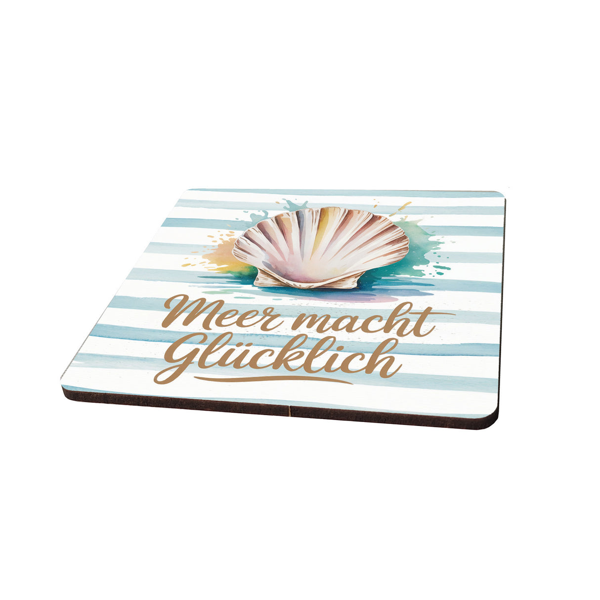 Muschel 6er Set Untersetzer aus Holz - Meer macht glücklich