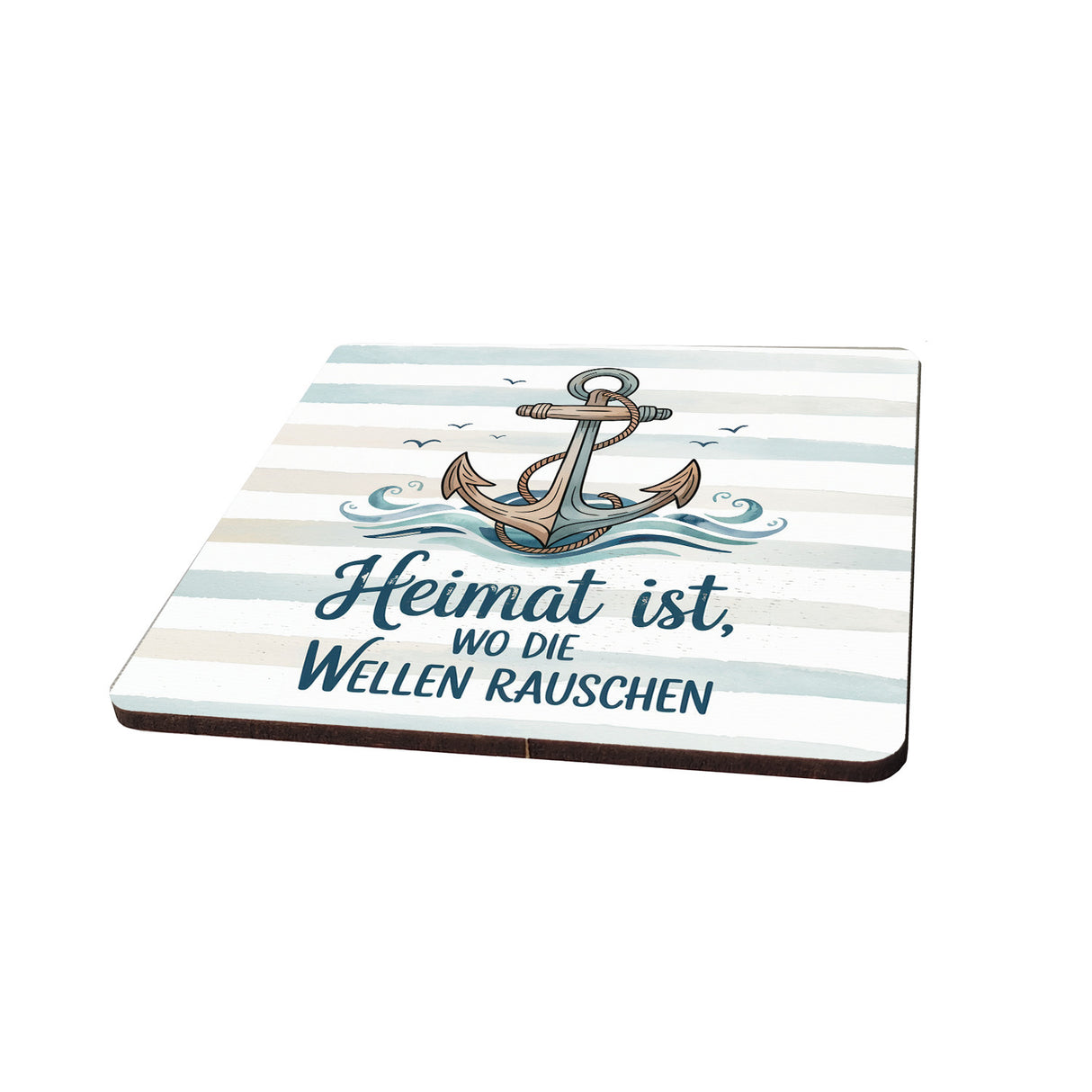 Anker 6er Set Untersetzer aus Holz - Heimat ist, wo Wellen rauschen