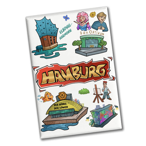 Hamburg Pop Art Comic Souvenir Souvenir Magnet Elbphilharmonie