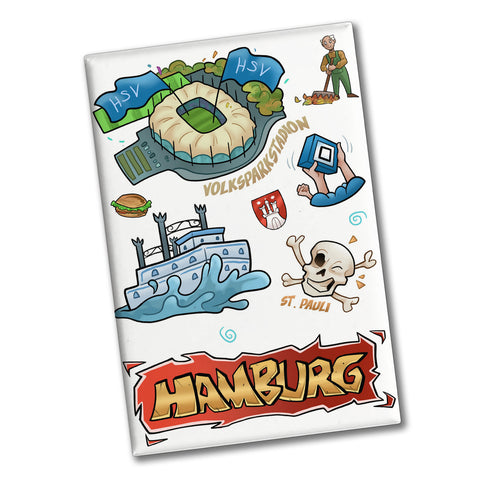 Hamburg Pop Art Comic Souvenir Souvenir Magnet Volkspark