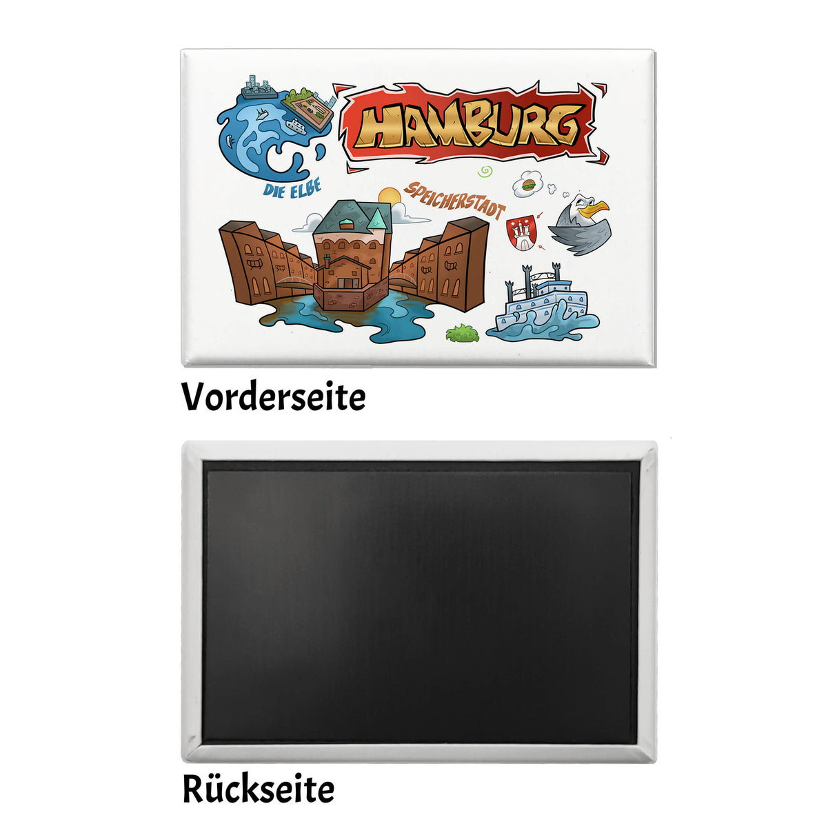 Hamburg Pop Art Comic Souvenir Souvenir Magnet Speicherstadt
