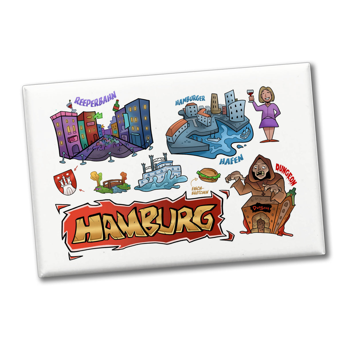 Hamburg Pop Art Comic Souvenir Souvenir Magnet Reeperbahn