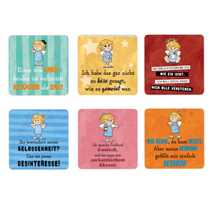Freche Comic Engel 6er Set Untersetzer aus Holz Volume 1