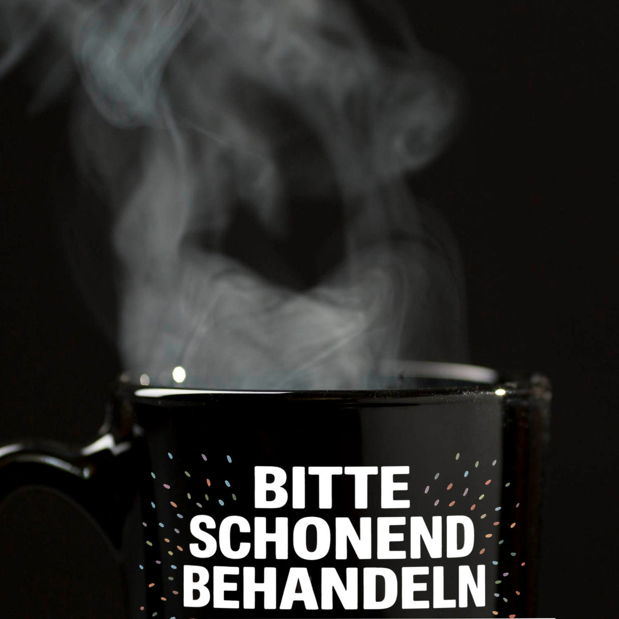 Wäschepflegeetikett Kaffeebecher bitte schonend behandeln wird 60