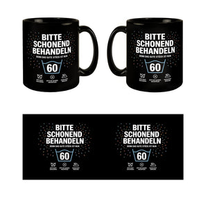 Wäschepflegeetikett Kaffeebecher bitte schonend behandeln wird 60
