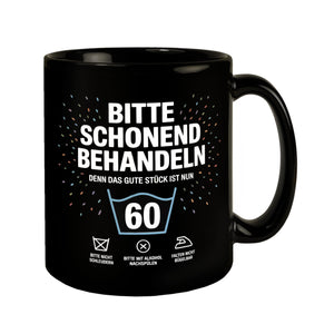 Wäschepflegeetikett Kaffeebecher bitte schonend behandeln wird 60