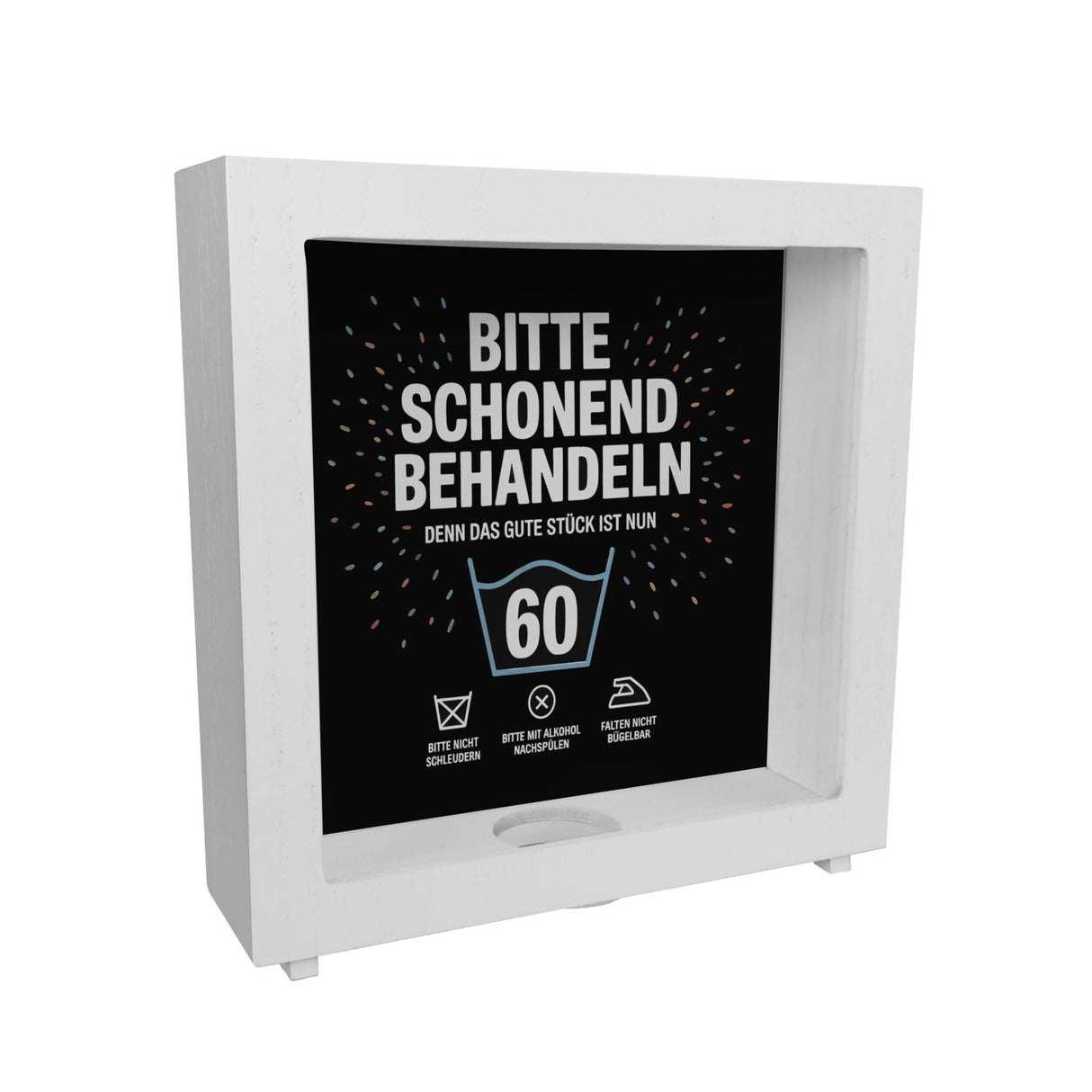 Wäschepflegeetikett Spardose bitte schonend behandeln wird 60