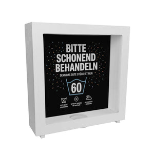 Wäschepflegeetikett Spardose bitte schonend behandeln wird 60