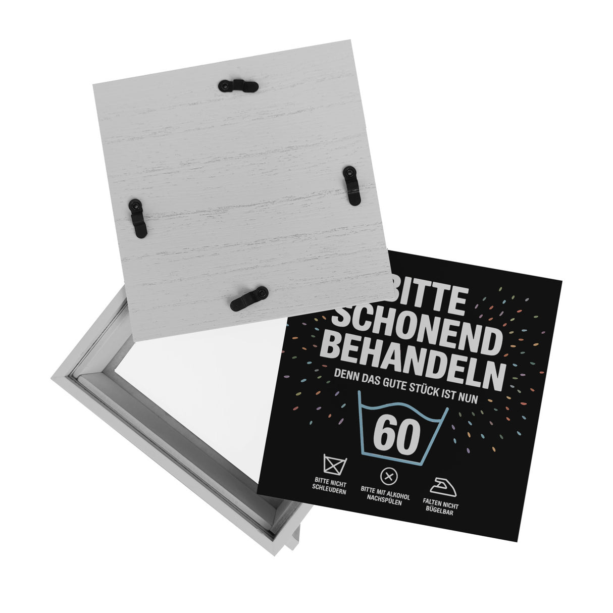 Wäschepflegeetikett Spardose bitte schonend behandeln wird 60