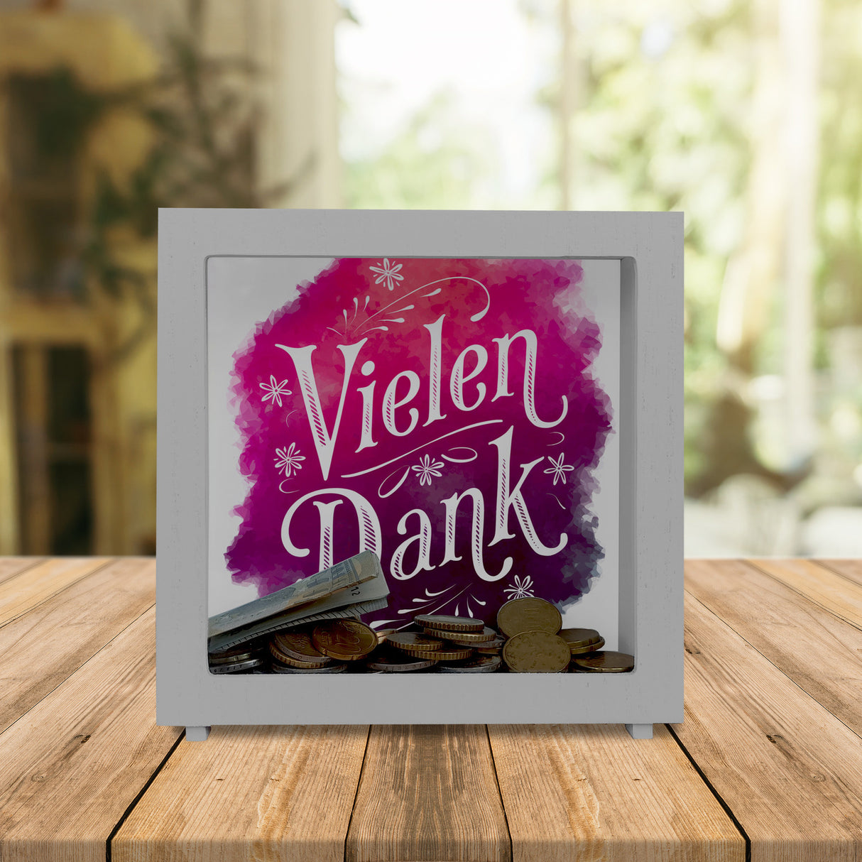 Vielen Dank Aquarelles Blumen Design Spardose