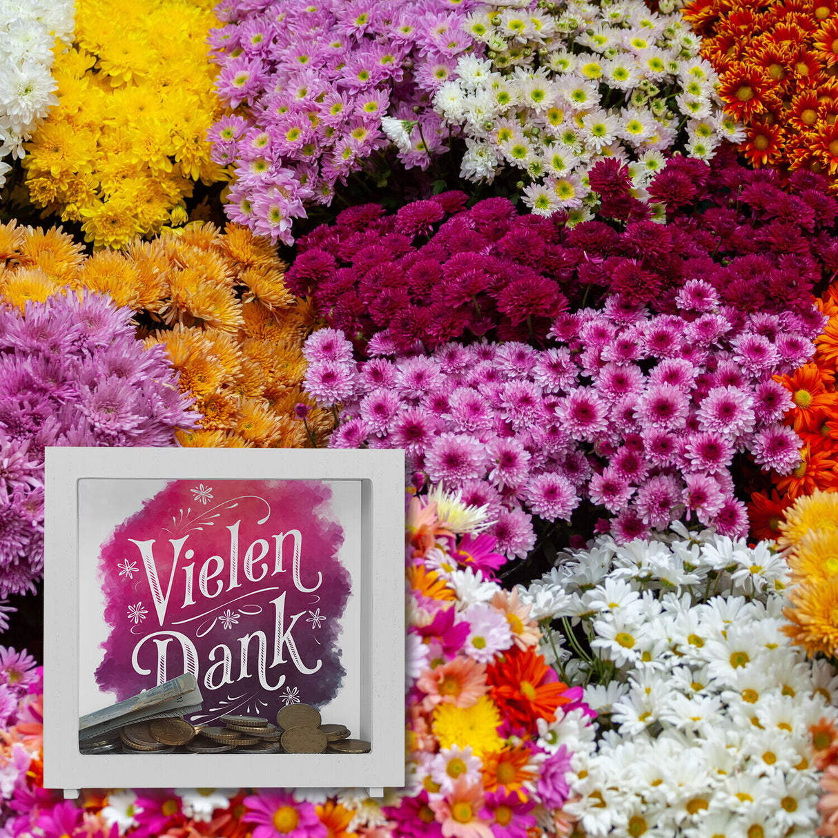 Vielen Dank Aquarelles Blumen Design Spardose