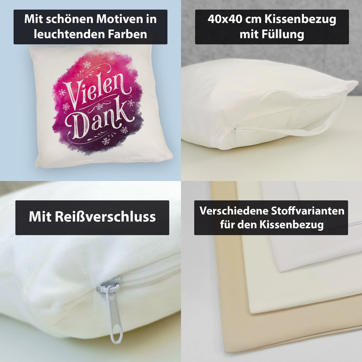 Vielen Dank Aquarelles Blumen Design Kissen