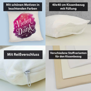 Vielen Dank Aquarelles Blumen Design Kissen