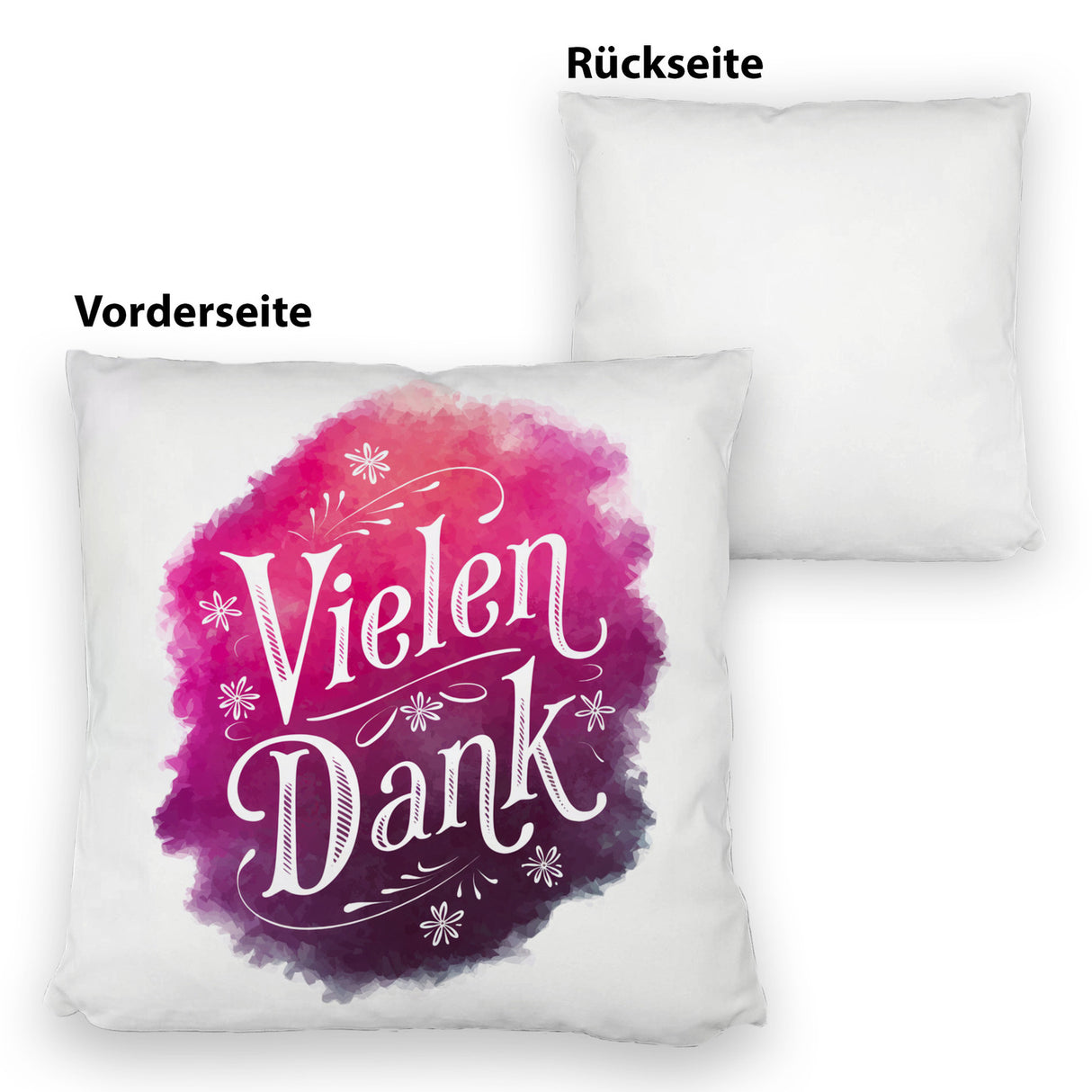Vielen Dank Aquarelles Blumen Design Kissen