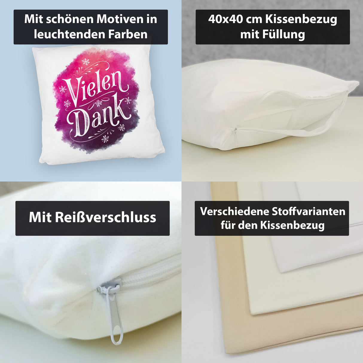 Vielen Dank Aquarelles Blumen Design Kissen
