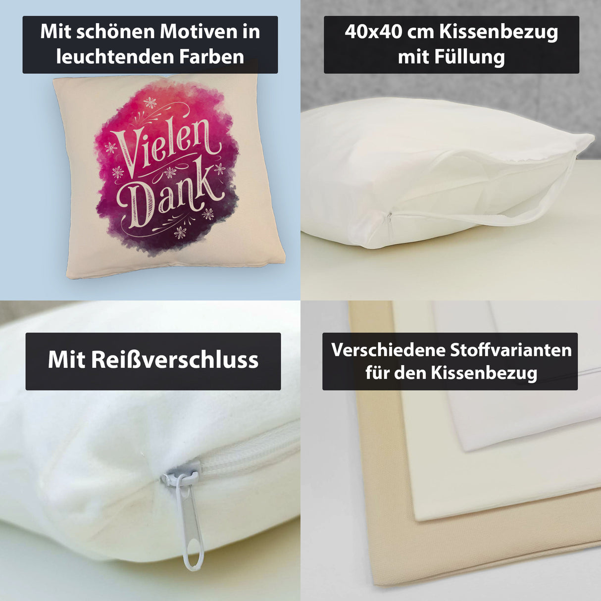 Vielen Dank Aquarelles Blumen Design Kissen