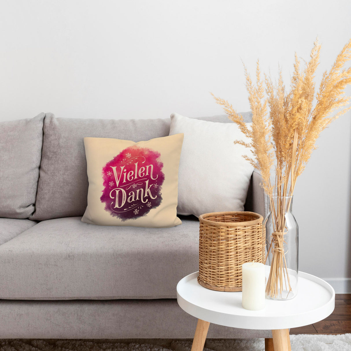 Vielen Dank Aquarelles Blumen Design Kissen