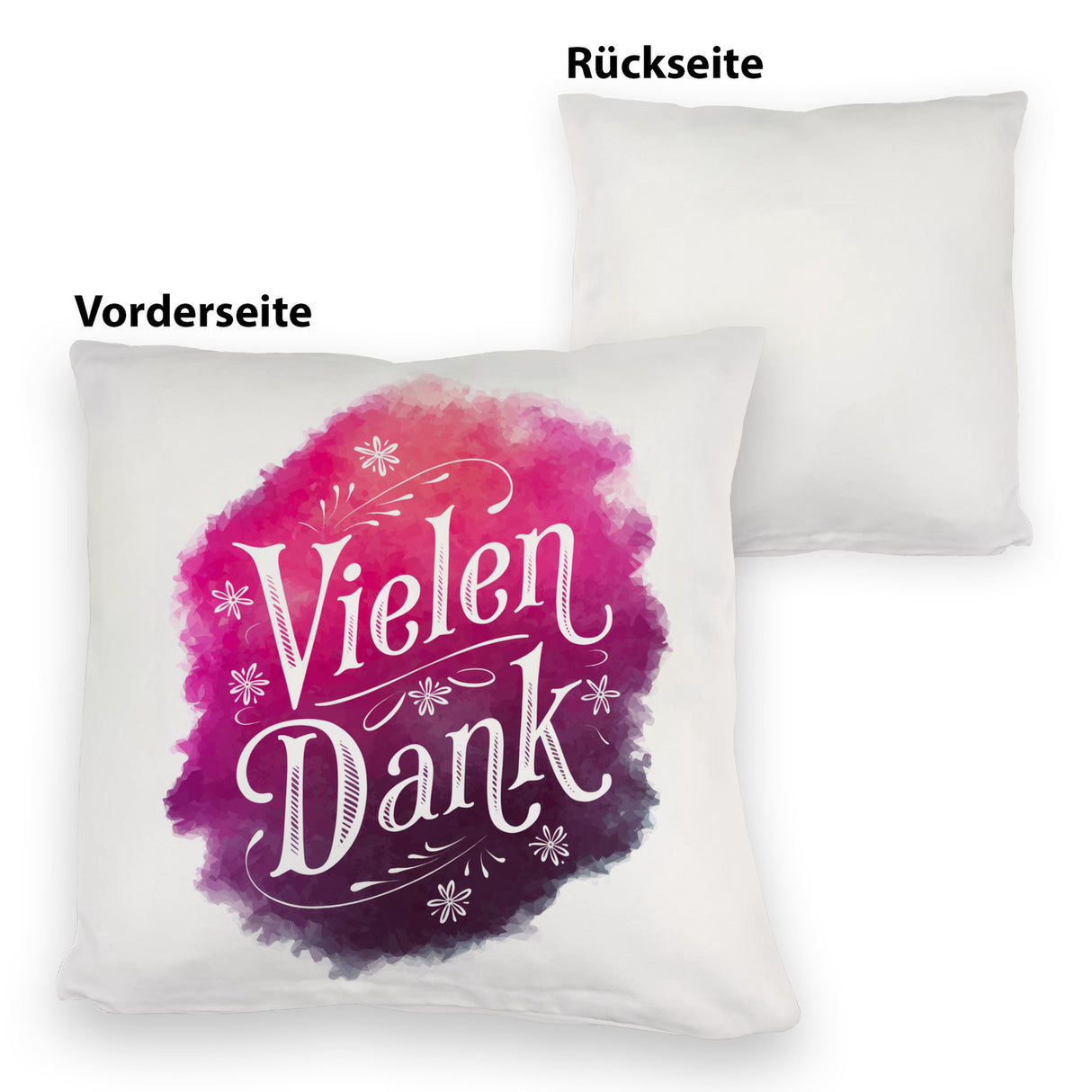Vielen Dank Aquarelles Blumen Design Kissen