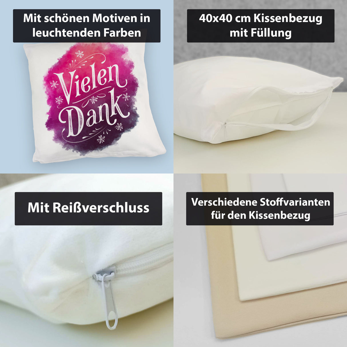 Vielen Dank Aquarelles Blumen Design Kissen