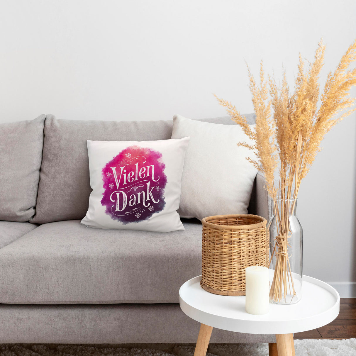 Vielen Dank Aquarelles Blumen Design Kissen
