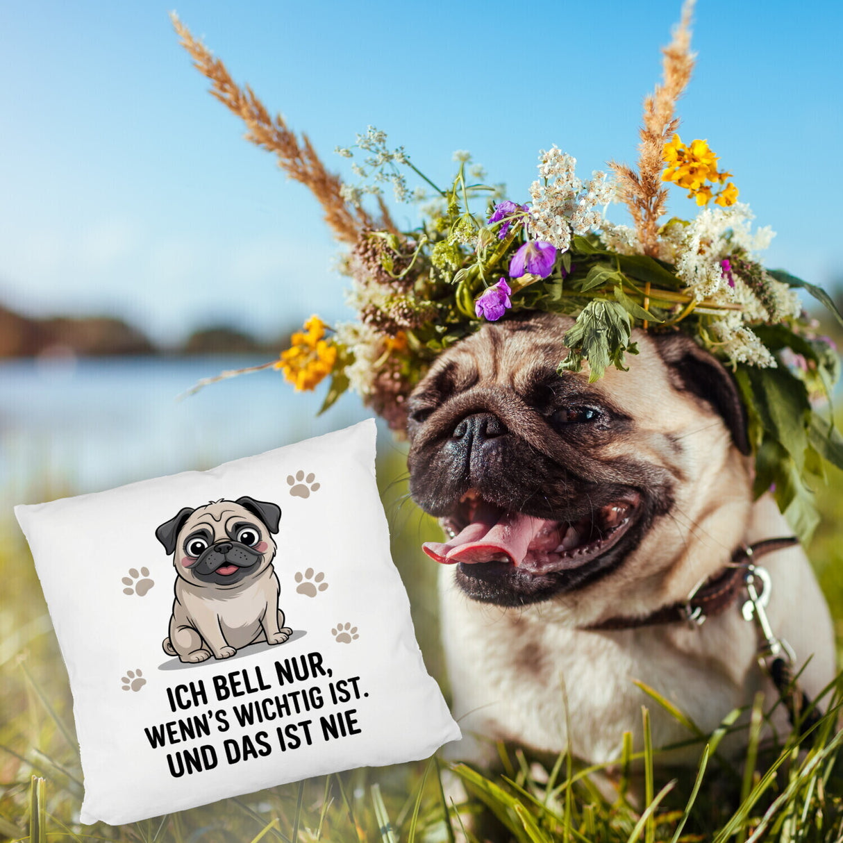 Ich bell nur Mops Kissen Mops Cartoon