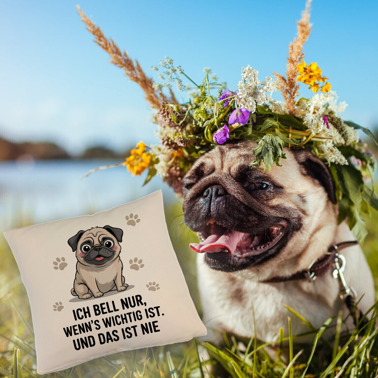 Ich bell nur Mops Kissen Mops Cartoon