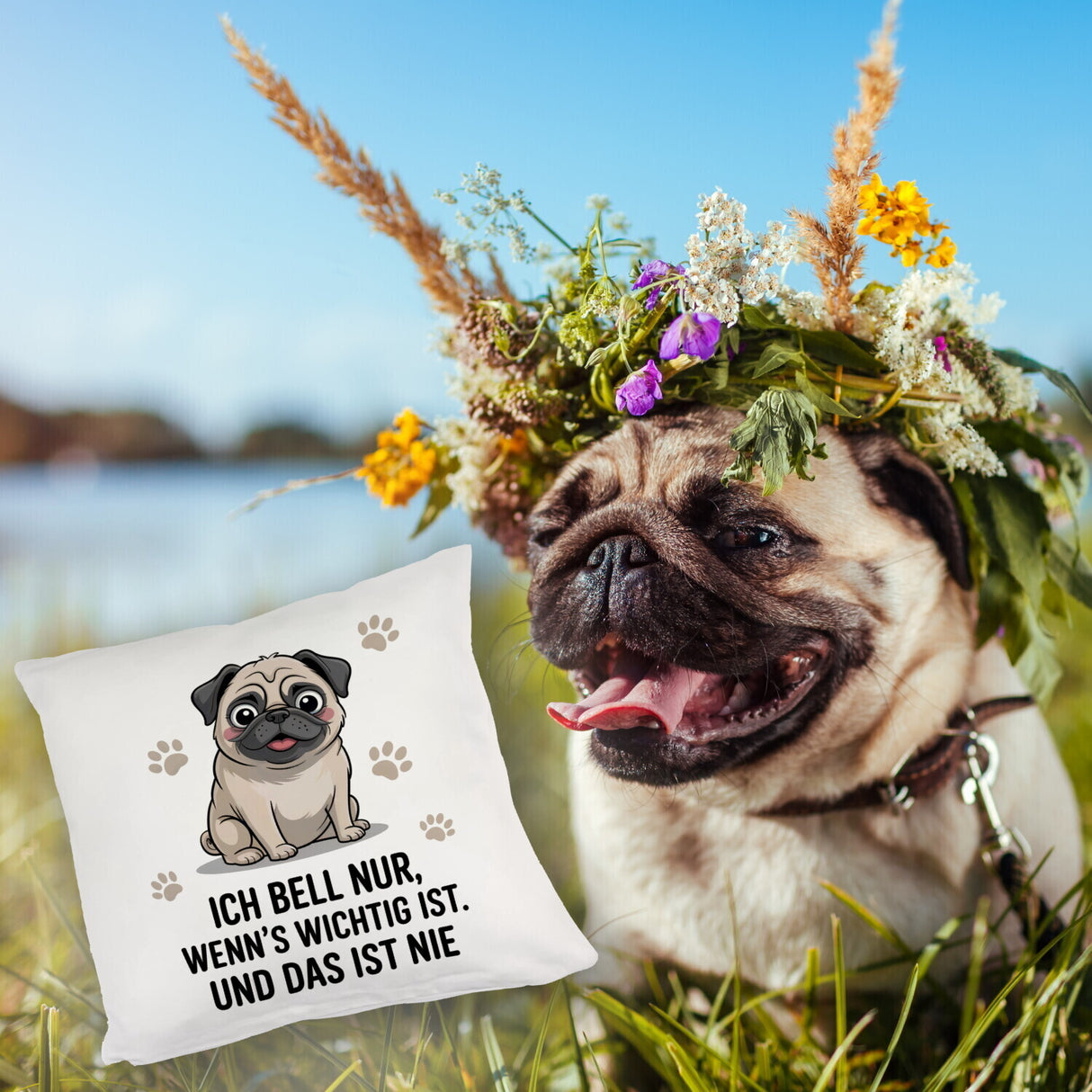Ich bell nur Mops Kissen Mops Cartoon