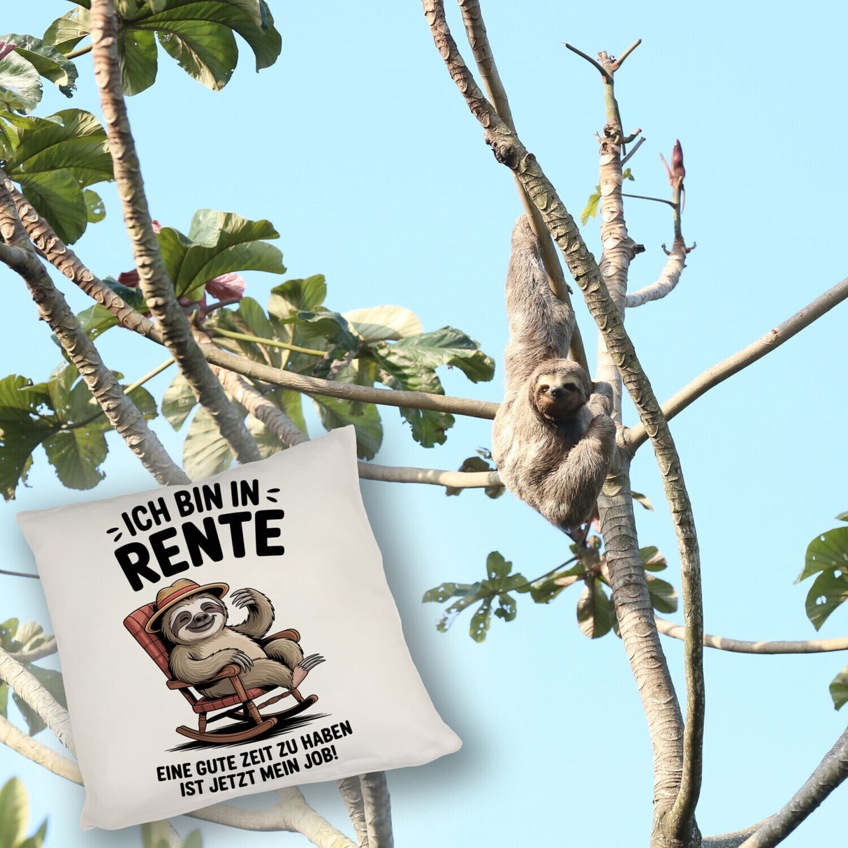 Faultier Ruhestand Kissen für Rentner
