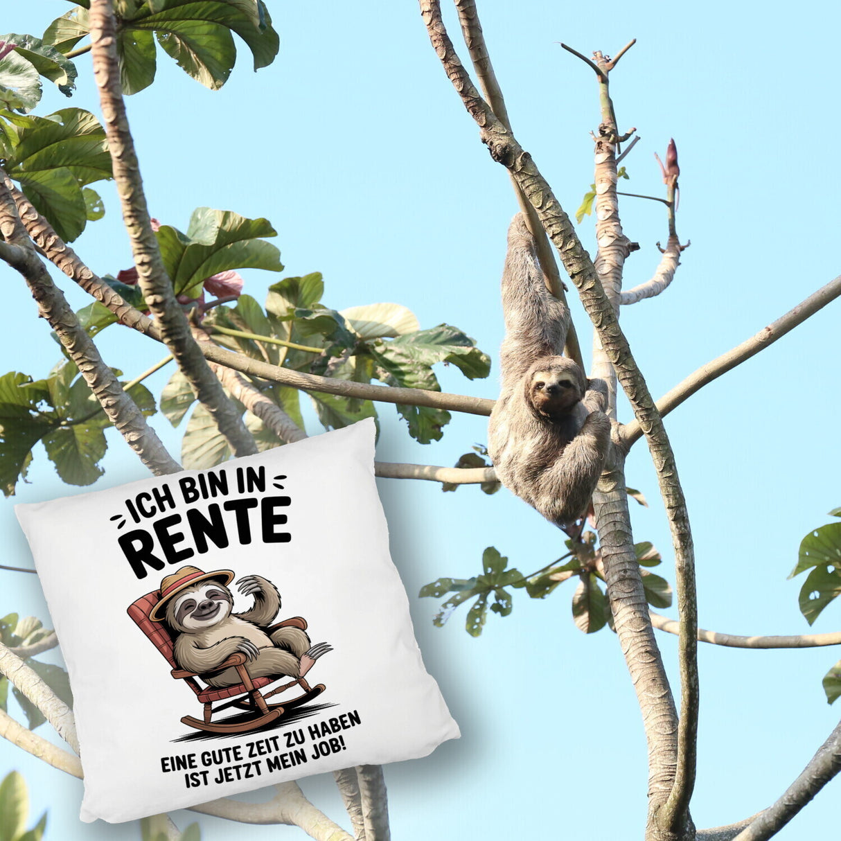 Faultier Ruhestand Kissen für Rentner