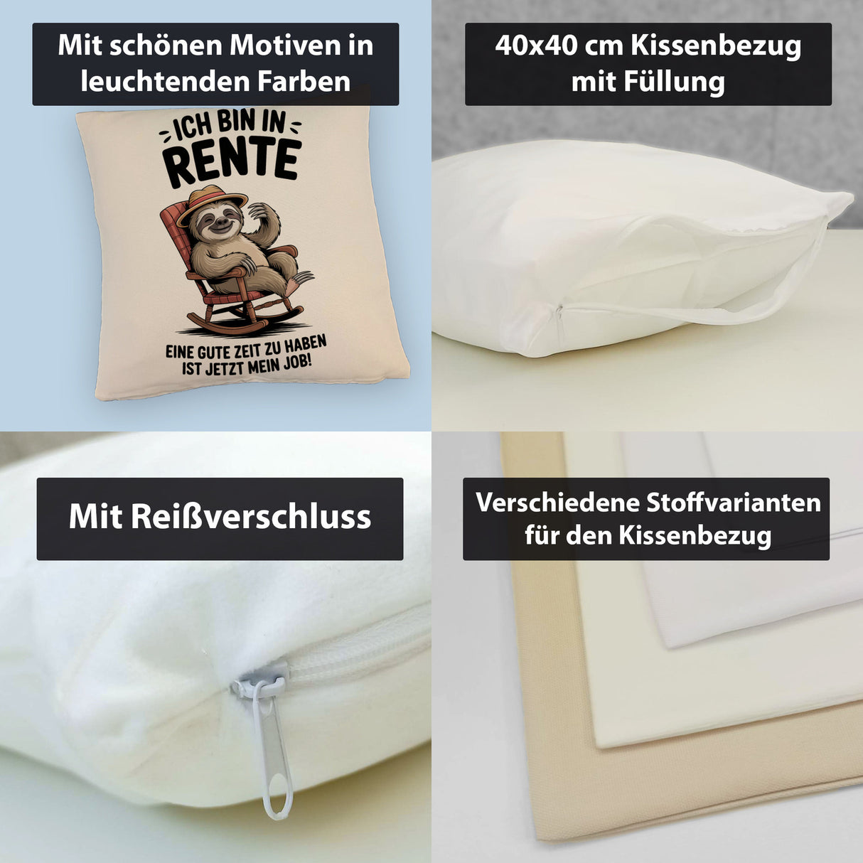 Faultier Ruhestand Kissen für Rentner