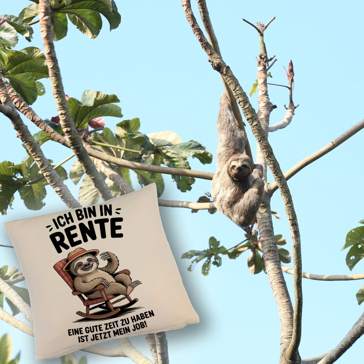 Faultier Ruhestand Kissen für Rentner