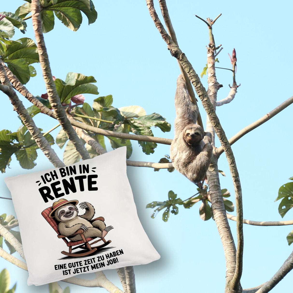 Faultier Ruhestand Kissen für Rentner