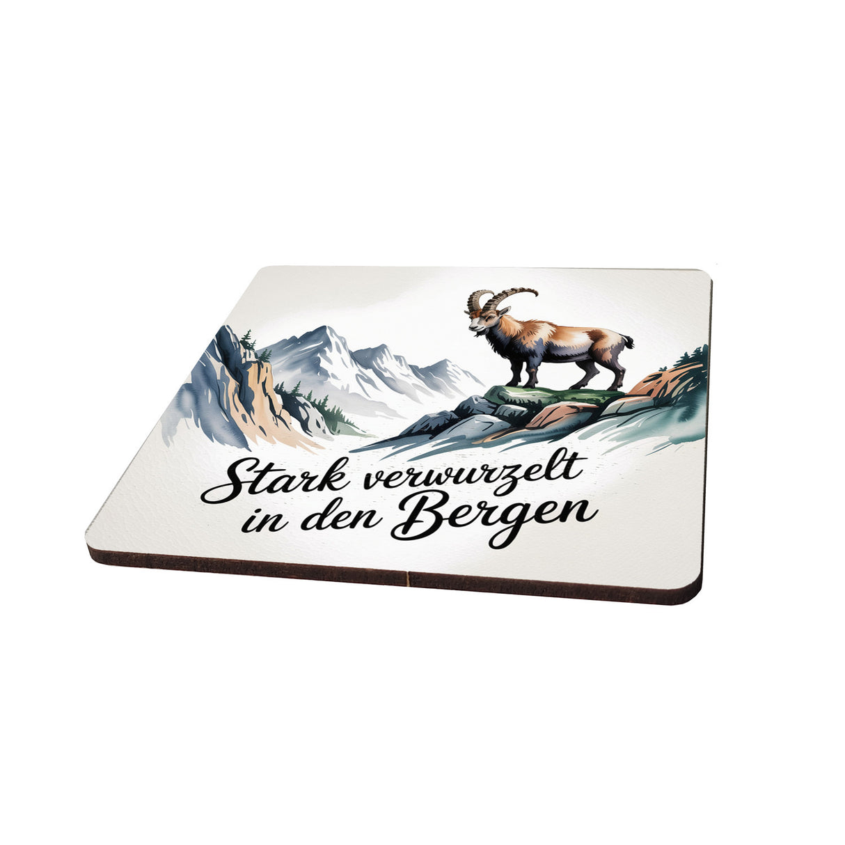 Allgäu Steinbock 6er Set Untersetzer aus Holz - Stark verwurzelt in den Bergen