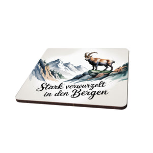 Allgäu Steinbock 6er Set Untersetzer aus Holz - Stark verwurzelt in den Bergen