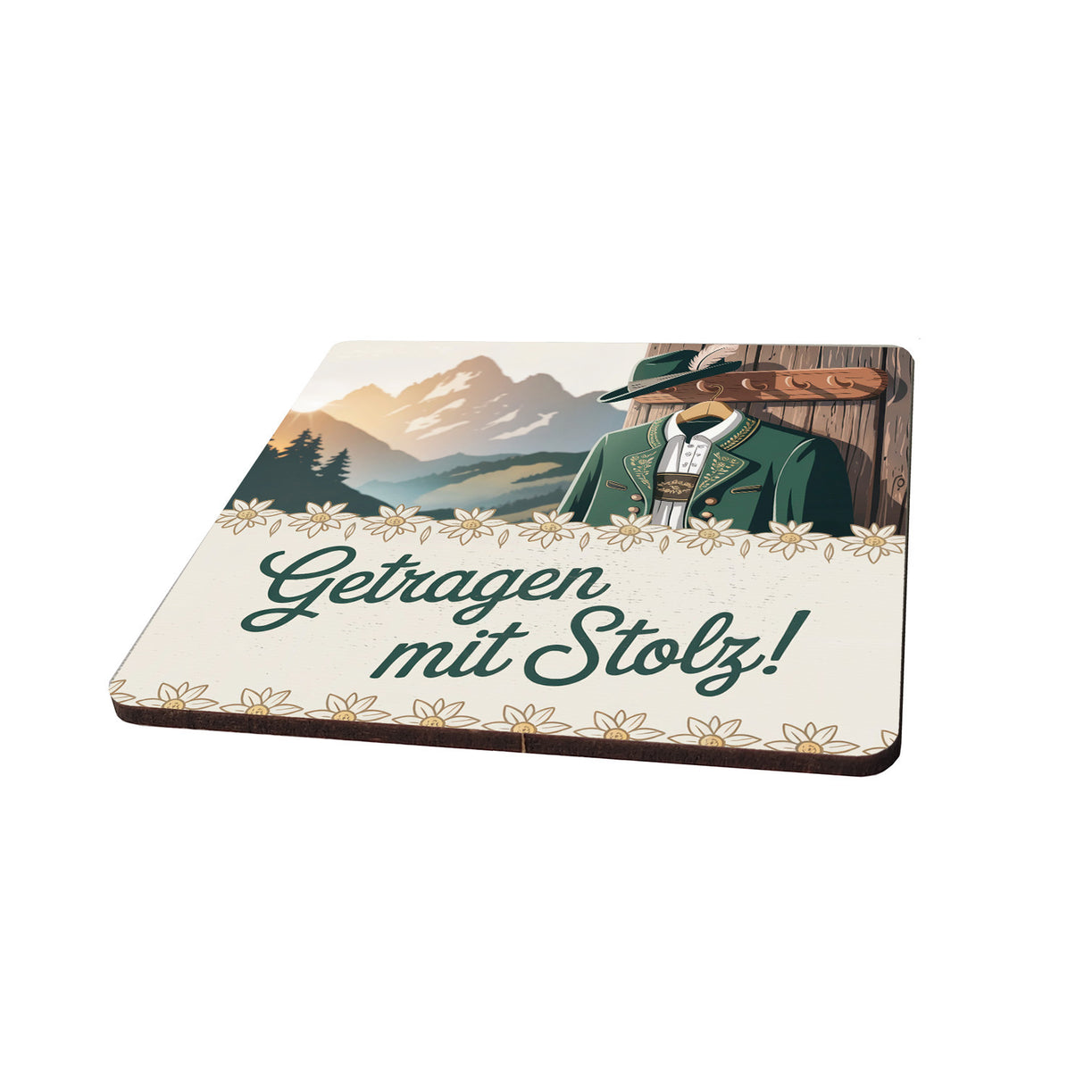Allgäu Tracht 6er Set Untersetzer aus Holz - Getragen mit Stolz!