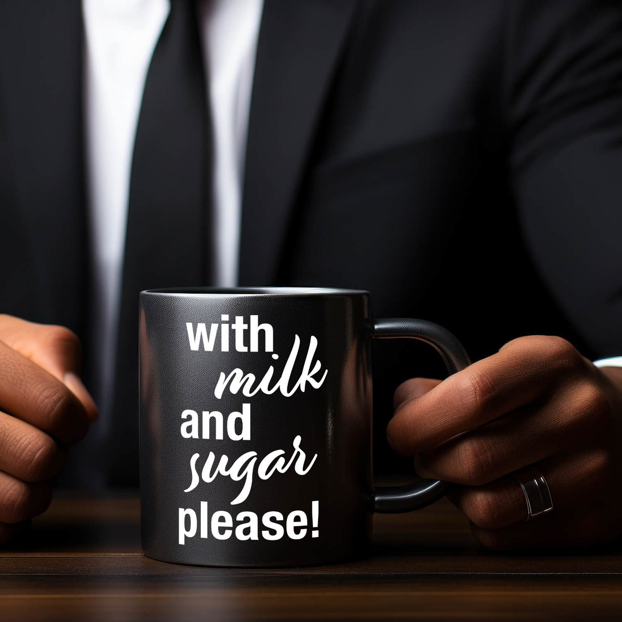 With milk and sugar please Tasse