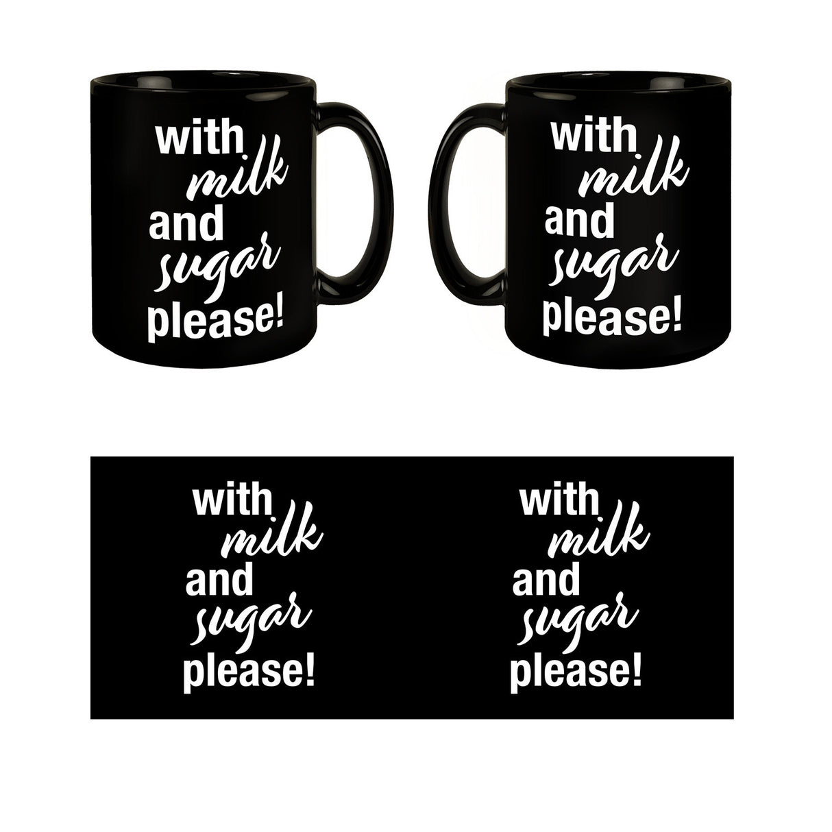 With milk and sugar please Tasse