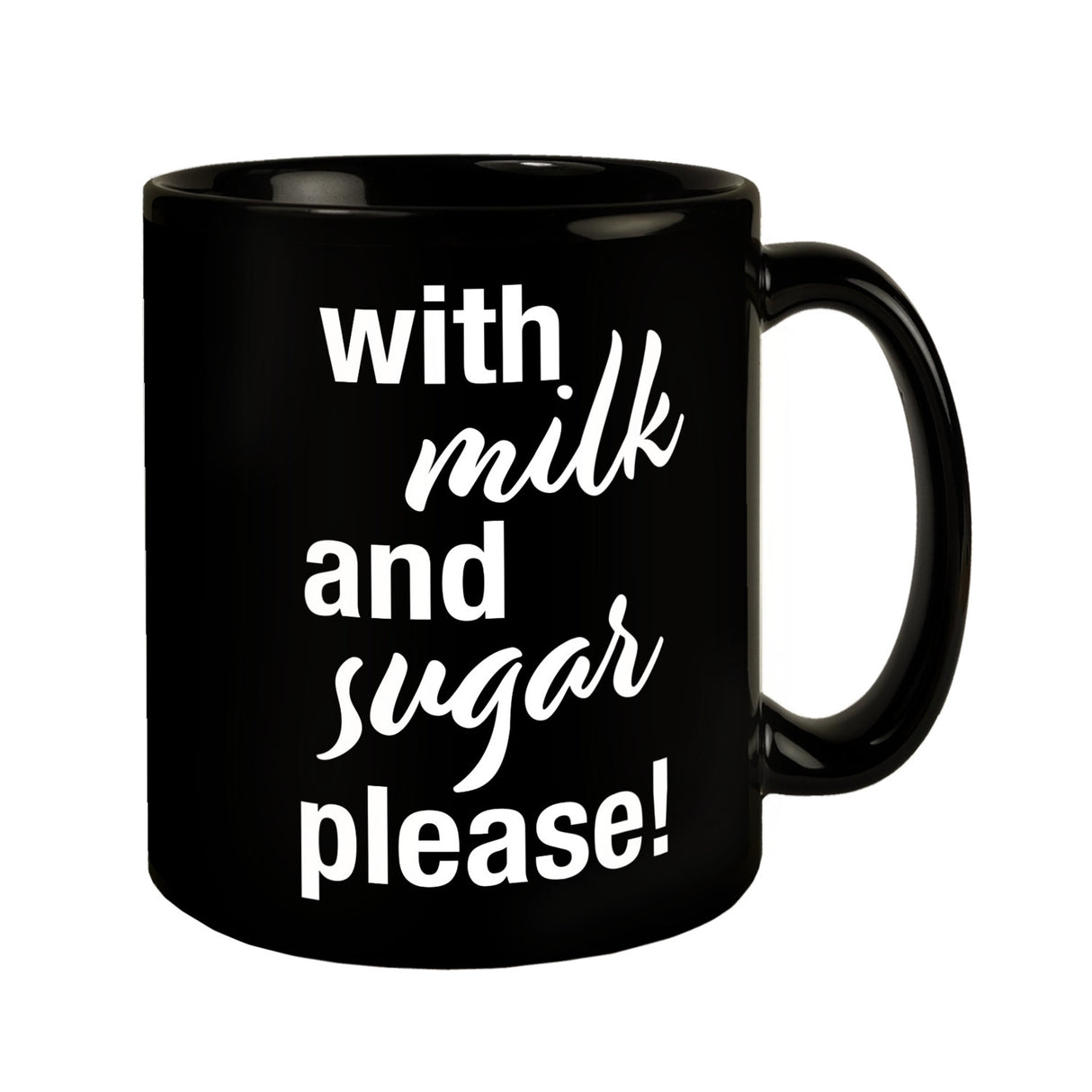 With milk and sugar please Tasse