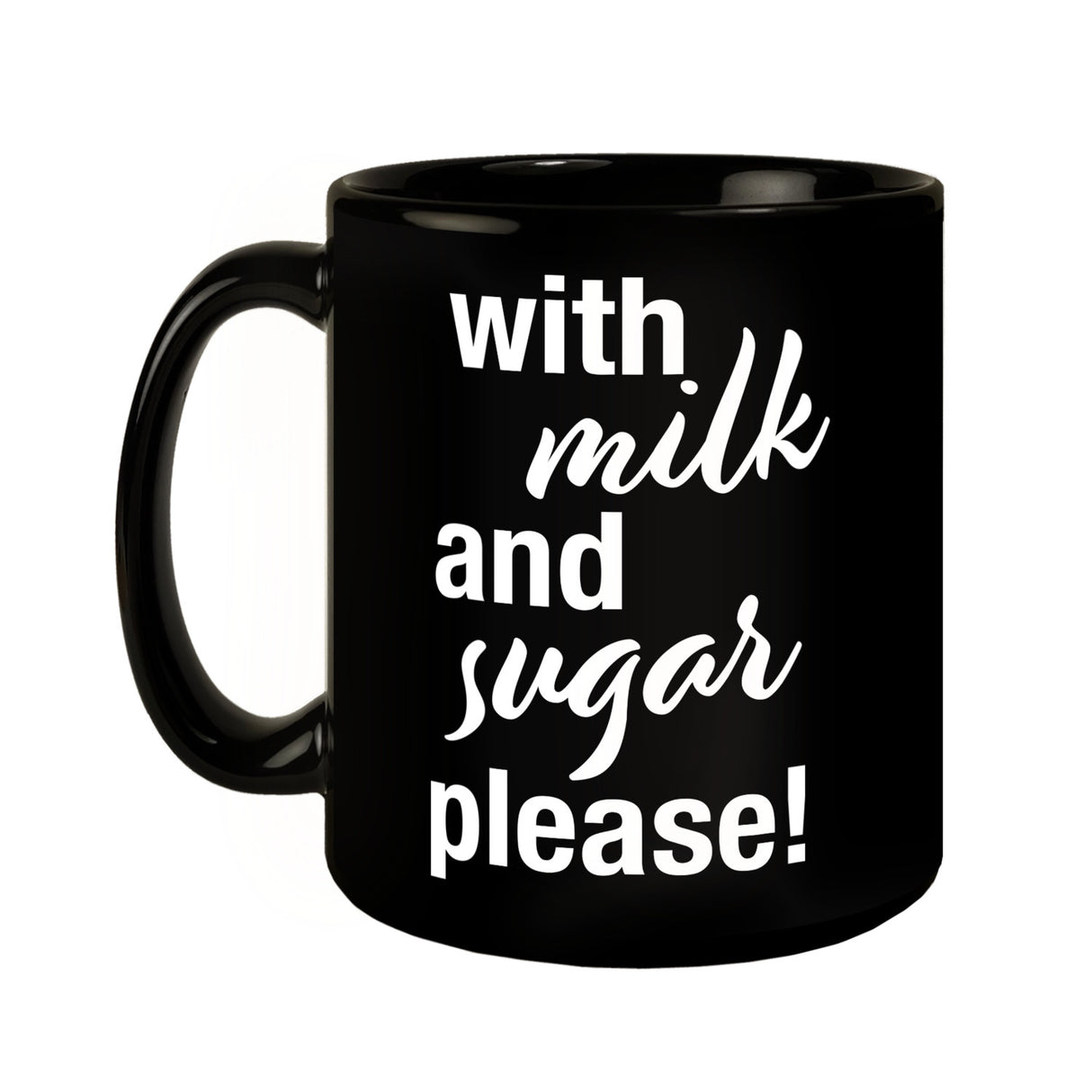 With milk and sugar please Tasse