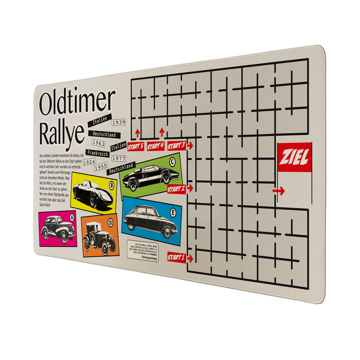 Oldtimer Rallye Schreibtischunterlage 69x31cm XXL Mauspad