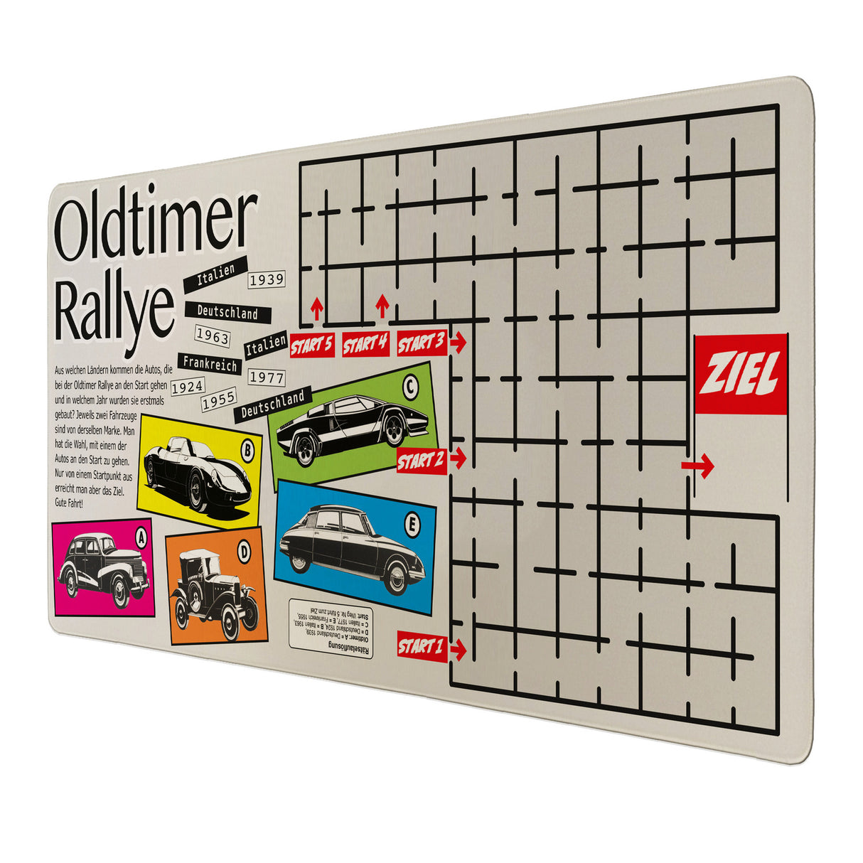 Oldtimer Rallye Schreibtischunterlage 69x31cm XXL Mauspad