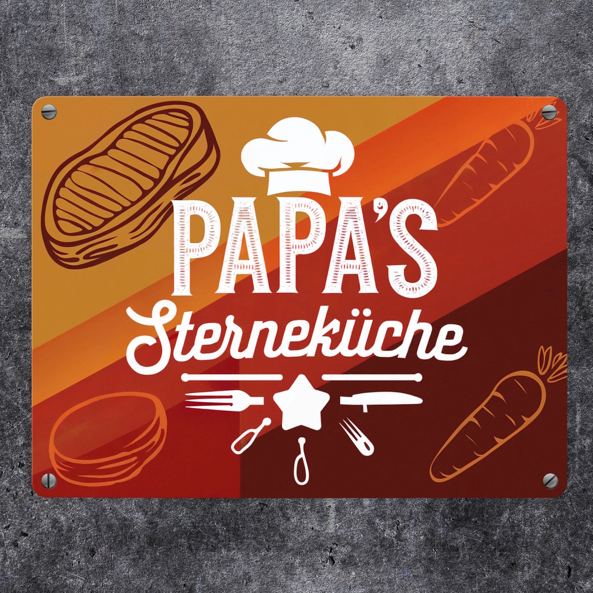 Papas Sterneküche Metallschild in 15x20 cm für Hobbyköche