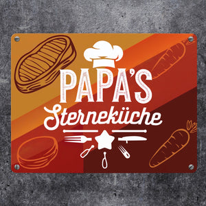 Papas Sterneküche Metallschild in 15x20 cm für Hobbyköche