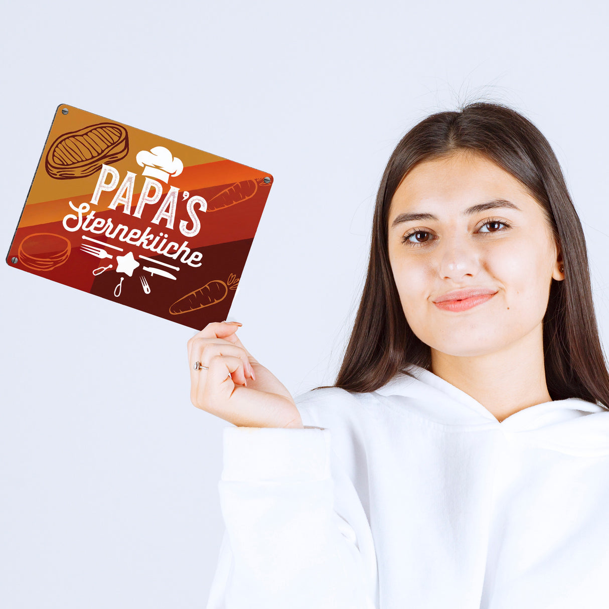 Papas Sterneküche Metallschild in 15x20 cm für Hobbyköche