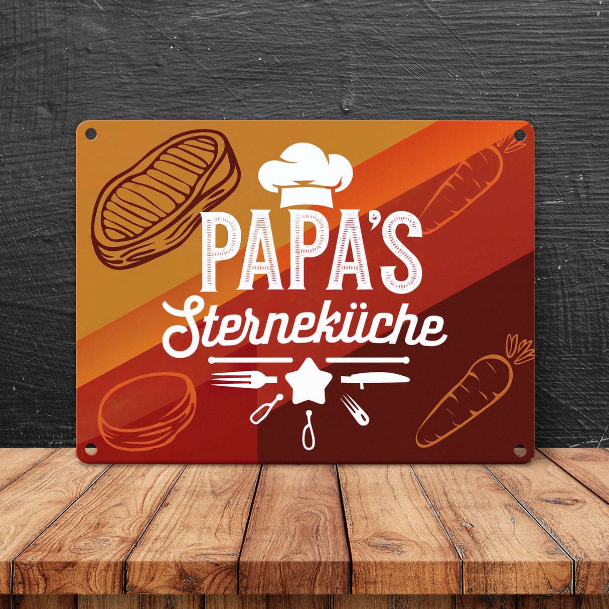 Papas Sterneküche Metallschild in 15x20 cm für Hobbyköche