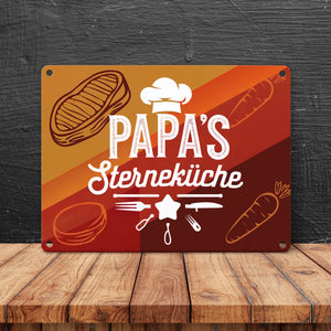 Papas Sterneküche Metallschild in 15x20 cm für Hobbyköche