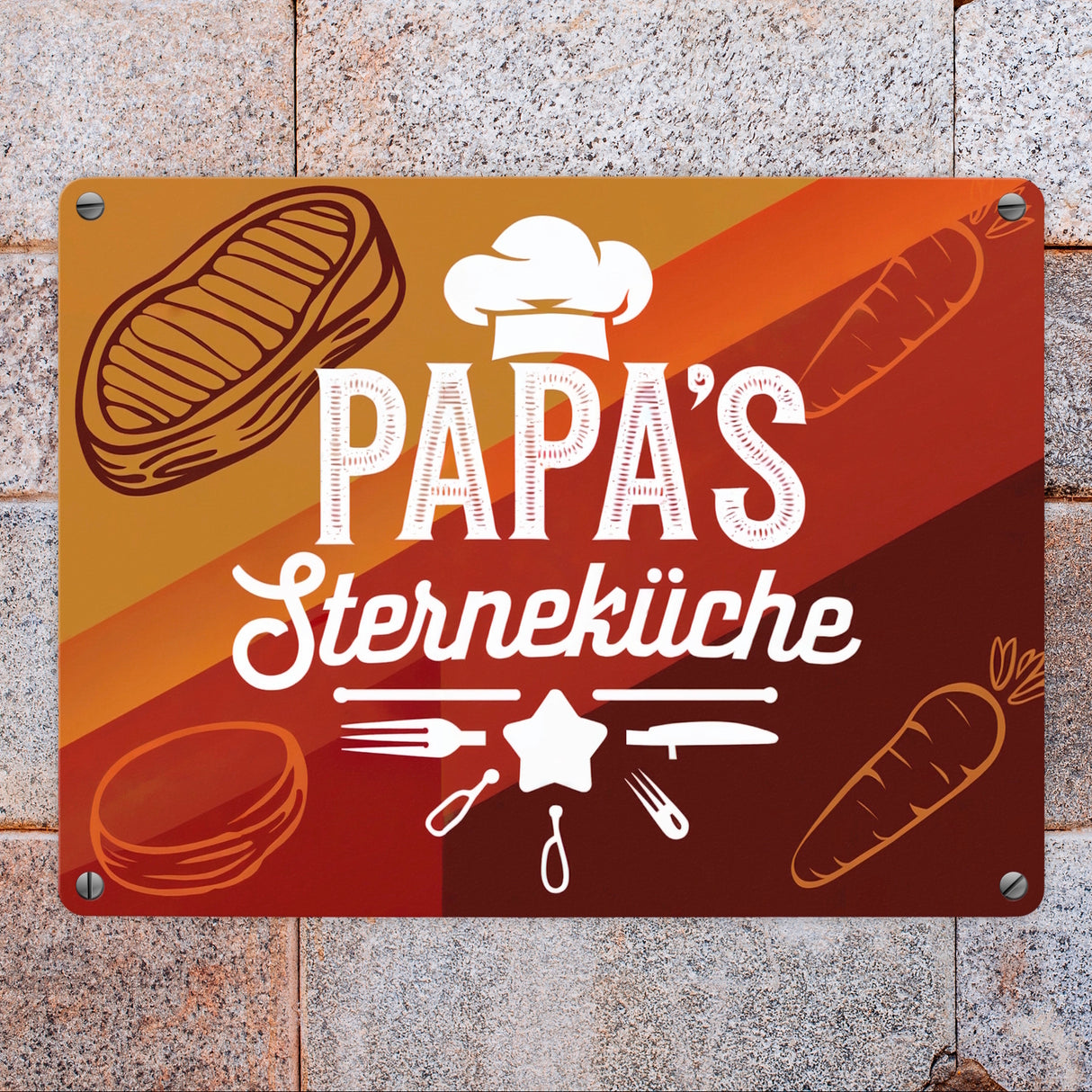 Papas Sterneküche Metallschild in 15x20 cm für Hobbyköche