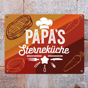 Papas Sterneküche Metallschild in 15x20 cm für Hobbyköche