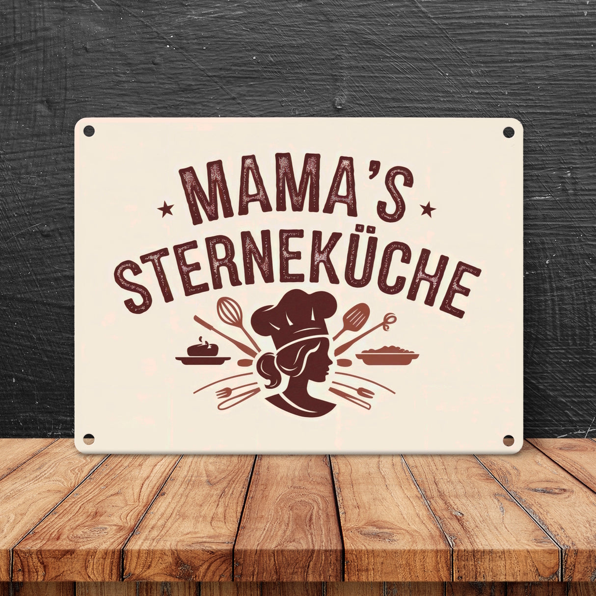 Mama´s Sterneküche Souvenir Metallschild in 15x20 cm für Hobbyköche und Mütter